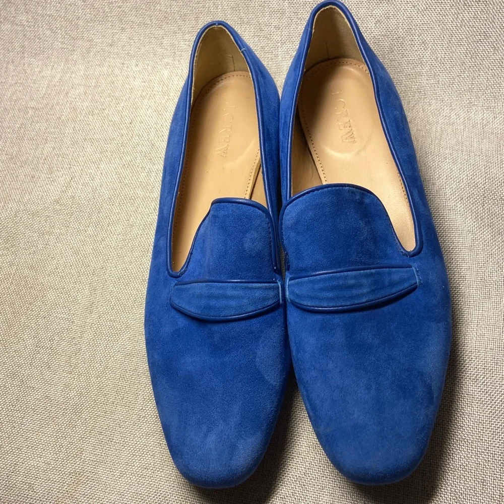 Women's Suede Penny Loafers in Royal Blue. Size 7